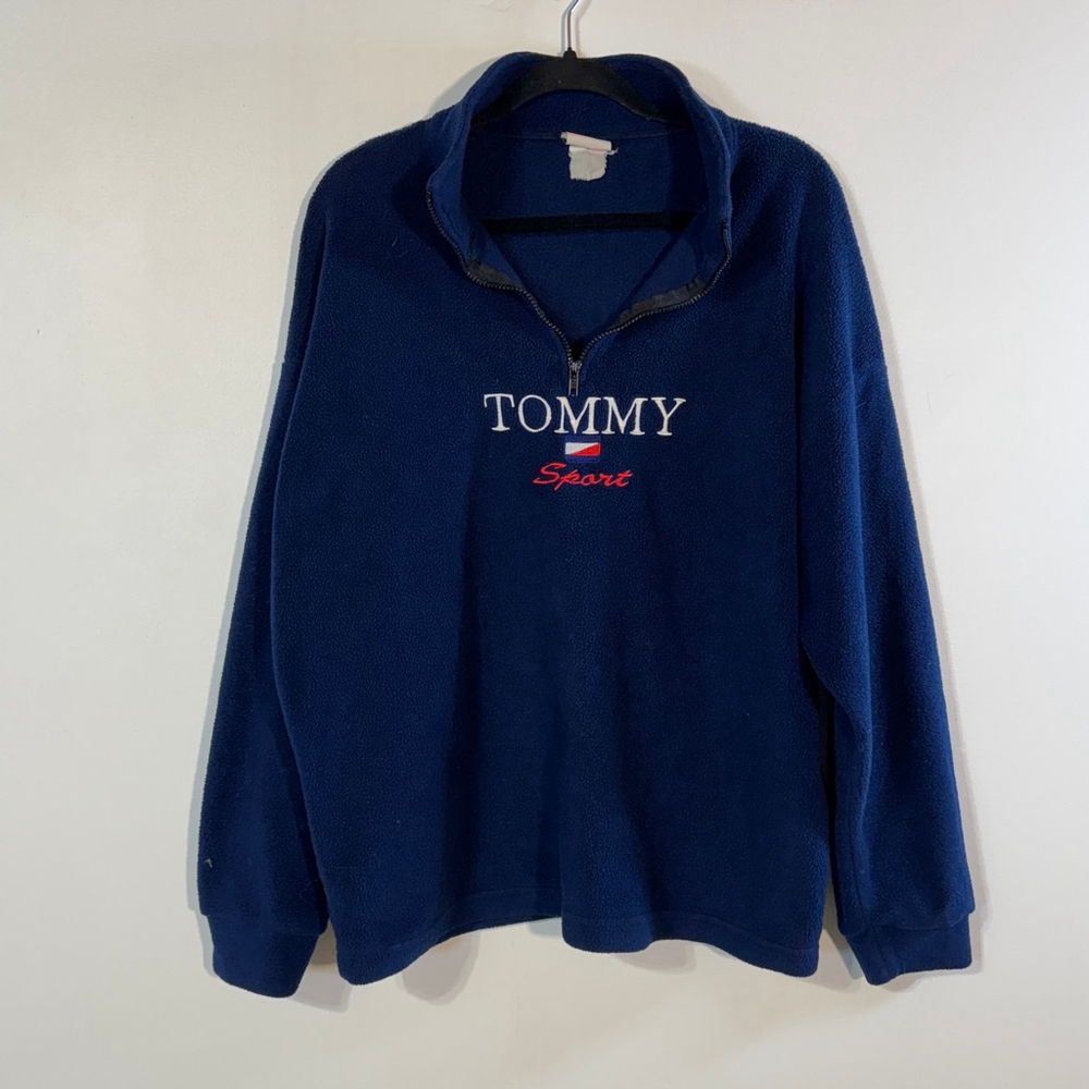 Vintage Tommy Sport Fleece 1/4 Zip Sweatshirt Men’s Medium Blue Hilfiger